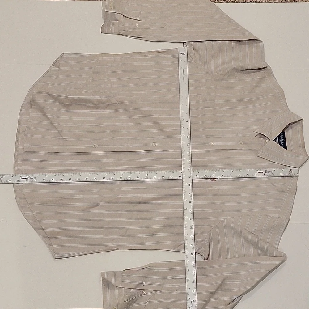 Polo Ralph Lauren Classic Fit Button‎ Down L/S Cream/Lt. Blue Shirt, 17-6/7